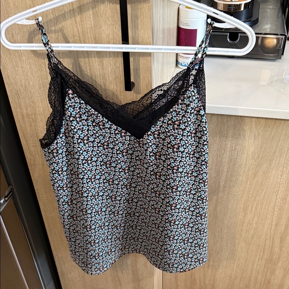 Suzy Shier Black and Blue Floral Cami